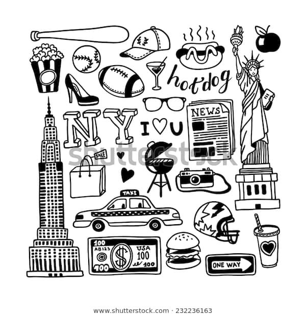 Trouvez Des Images De Stock De Gribouillis De New York bei Coloriage Dessin New York Facile