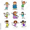 Viele Kinder Als Cartoon Clipart Icons Stock-Illustration bei 3 D Bilder Kinder