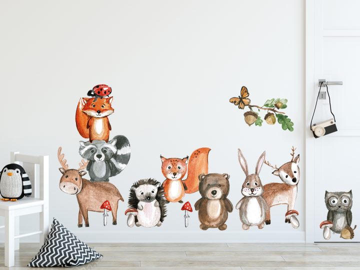 Wandtattoo Waldtiere Set Für Kinderzimmer / Für Bunte Zimmer verwandt mit Kinder Bilder 3Er Set