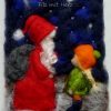 Weihnachten - Wollbilder Weihnachten - &quot;Filzmitherz mit Wollbilder Kinder