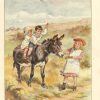 1920'S Children'S Print- Boy And Girl Riding Donkey Older Girl Tempting innen Kinder Bilder 1920