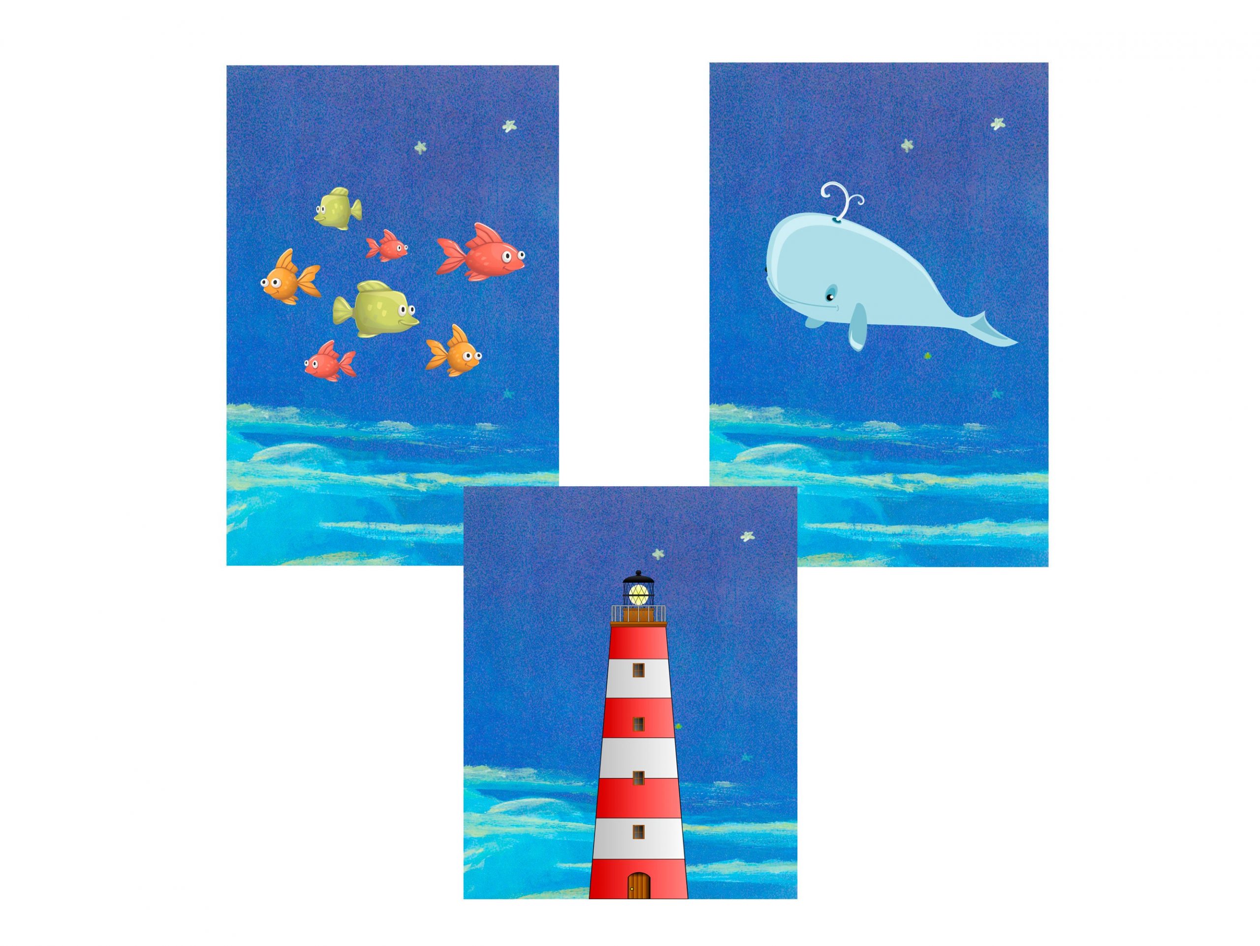 3 Kinderbilder Maritim Set Fische Wal | Etsy mit Kinderbilder Set
