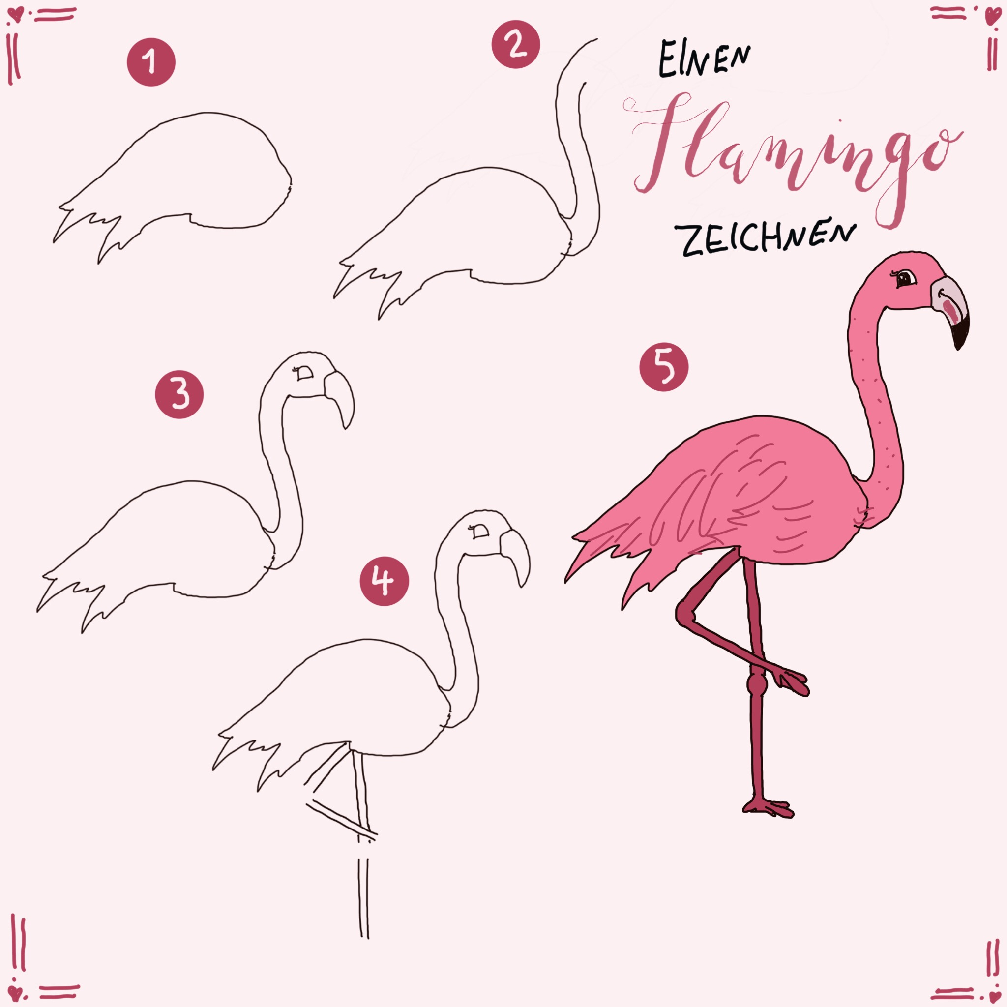 7 Flamingos Zeichnen Schritt-Für-Schritt - Auch Für Kinder Und für Coole Bilder Malen Für Kinder,