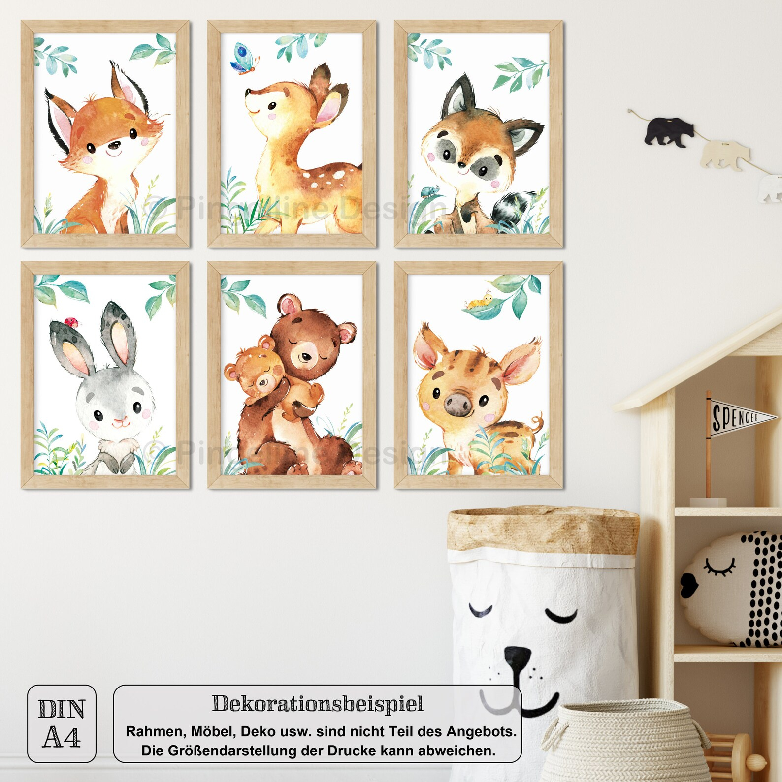 A4 / A3 6Er Set Bilder Kinderzimmer Poster Kinderbilder | Etsy bestimmt für Kinderbilder Poster