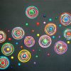 Acryl Leinwand Bild Silberstreif Art Kunst Wandbild Bunt Schwarz Kreise mit Kinderbilder Auf Leinwand