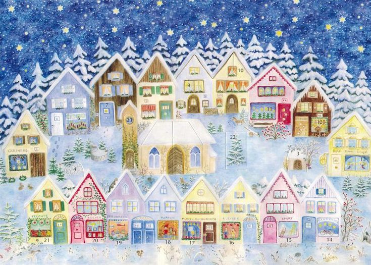 Adventskalender Als Große Briefkarte Weihnachten Im | Etsy verwandt mit Adventskalender Kinder Bilder