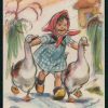 Art Germaine Bouret Child Girl And Goose Bird Original Old 1920S innen Kinder Bilder 1920