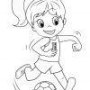 Ausmalbild: Mädchen Mit Fußball (Malvorlage Zum Ausdrucken bei Vorlagen Kinder Bilder
