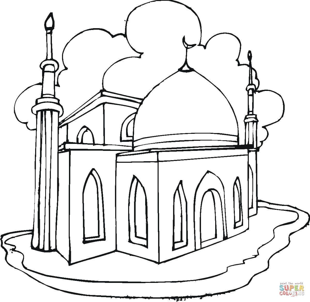 Ausmalbild: Moschee | Ausmalbilder Kostenlos Zum Ausdrucken | Ausmalen bei Islamische Kinder Bilder