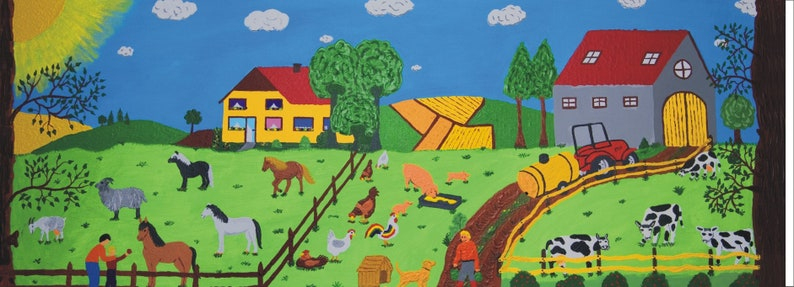 Bauernhof Kinderbilder Acryl Bild Wandbild | Etsy bei Kinderbilder Haus
