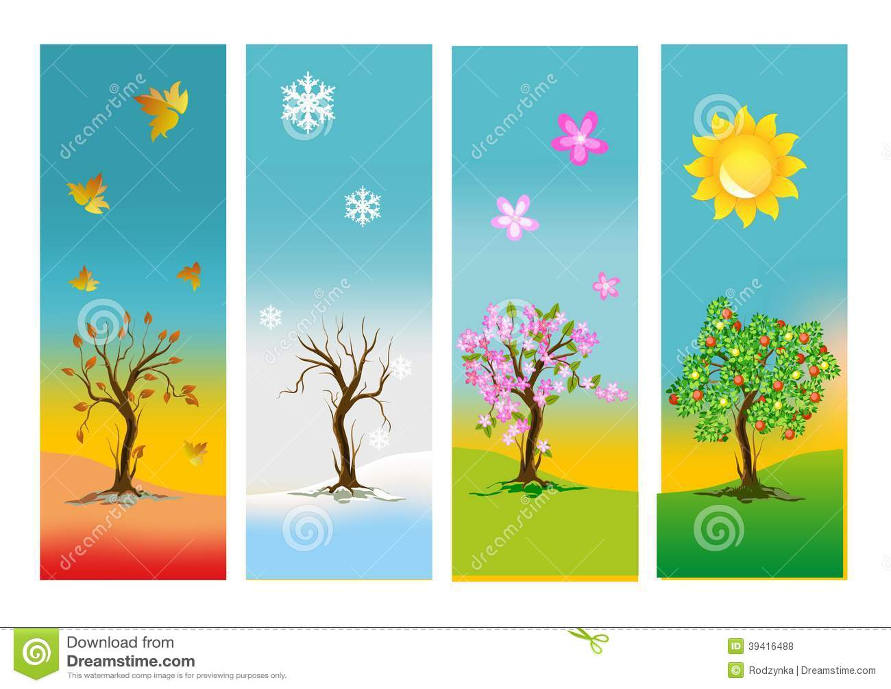 Die Vier Jahreszeiten, Stock Abbildung. Illustration Von Grün - 39416488 in 4 Jahreszeiten Für Kinder Bilder