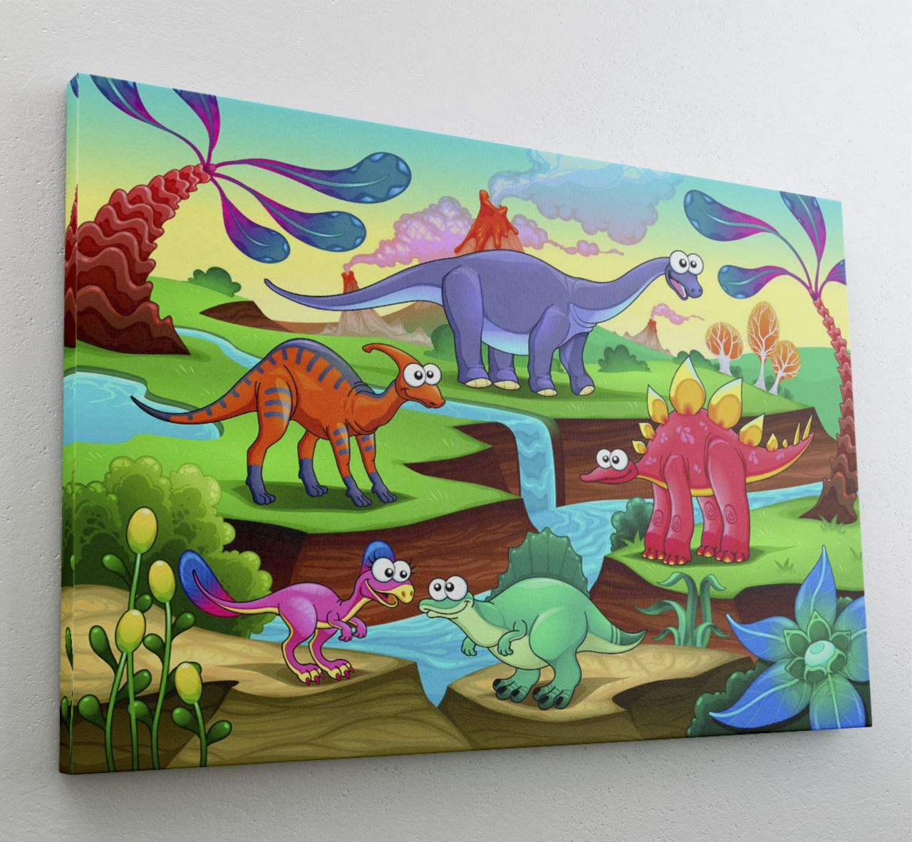 Dinosaurier Dino Cartoon Kinder Leinwand Canvas-Bild L0855 - Kaufen Bei in Kinder Bild Dinosaurier