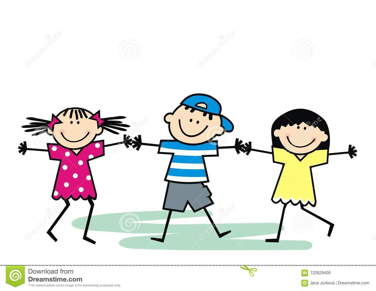 Drei Glückliche Kinder, Tanzende Kinder, Vector Illustration Vektor ganzes Tanzende Kinder Bilder