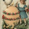 Easter - Little Girl Giant Egg &amp; Chicks C1910 Postcard | Osterideen bestimmt für Vintage Kinderbilder