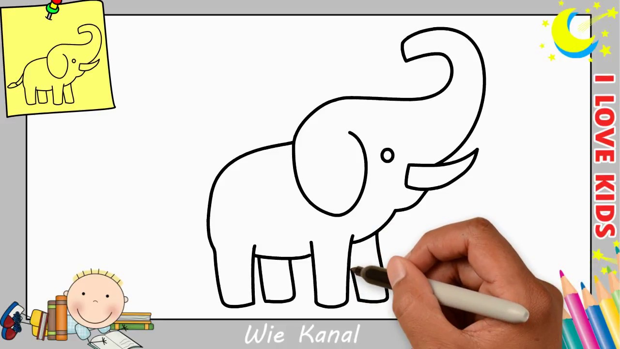 Elefant Kinder Malen - Tier Malen bestimmt für 3D Bilder Malen Für Kinder,