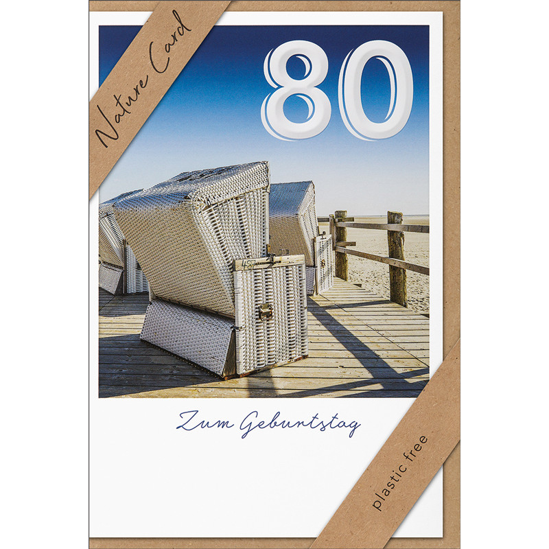 Faltkarte Zum 80. Geburtstag - Strandkörbe bestimmt für Kinder Bilder 80 Geburtstag