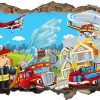 Feuerwehr Stadt Feuer Kinder Wandtattoo Wandsticker Wandaufkleber D0867 innen 3D Kinder Bilder
