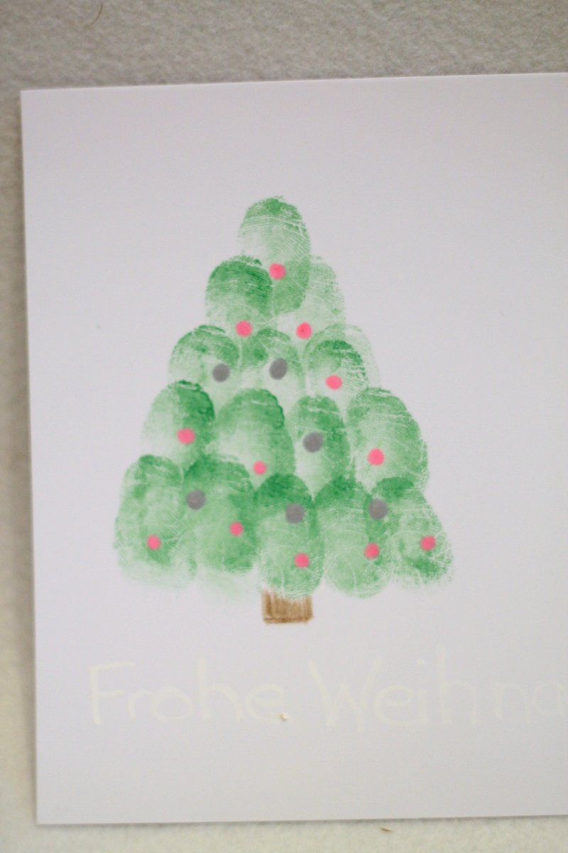 Fingerabdruck- Weihnachtsbaum | Basteln Weihnachten, Geschenke Basteln bestimmt für Kinder Bilder Weihnachten
