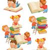 Fototapete Kinder Lesen Bücher In Der Bibliothek • Pixers® - Wir Leben ganzes Kinder Picture Cartoon,