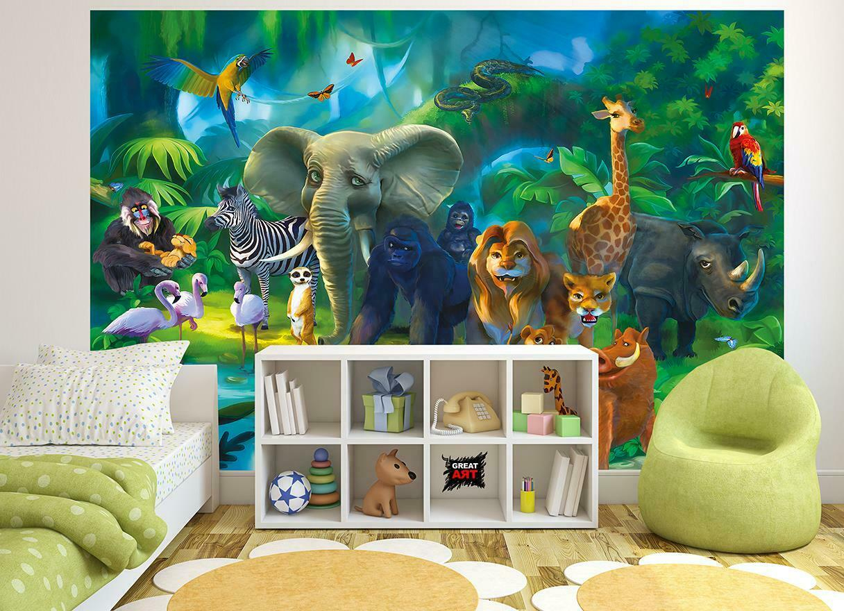 Fototapete Tapete Wandbild Kinderzimmer Dschungel Kinder Xxl Wald für Kinder Bild Dschungel