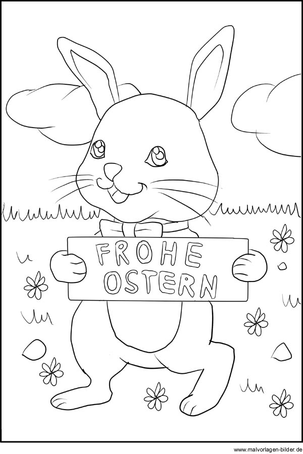 Frohe Ostern - Ausmalbild Mit Dem Osterhasen mit Kinder Bilder Ab Mal