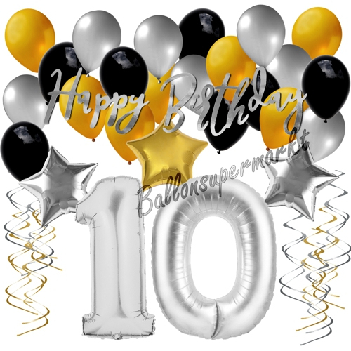Geburtstagsdeko-Set Mit Luftballons, Happy Birthday Glamour Zum 10 für Happy Birthday Bilder Kinder 10 Jahre