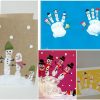 Handabdruck Zu Weihnachten Weihnachtskarten Schneemänner #Bast ganzes Kinder Bilder Mit Handabdruck