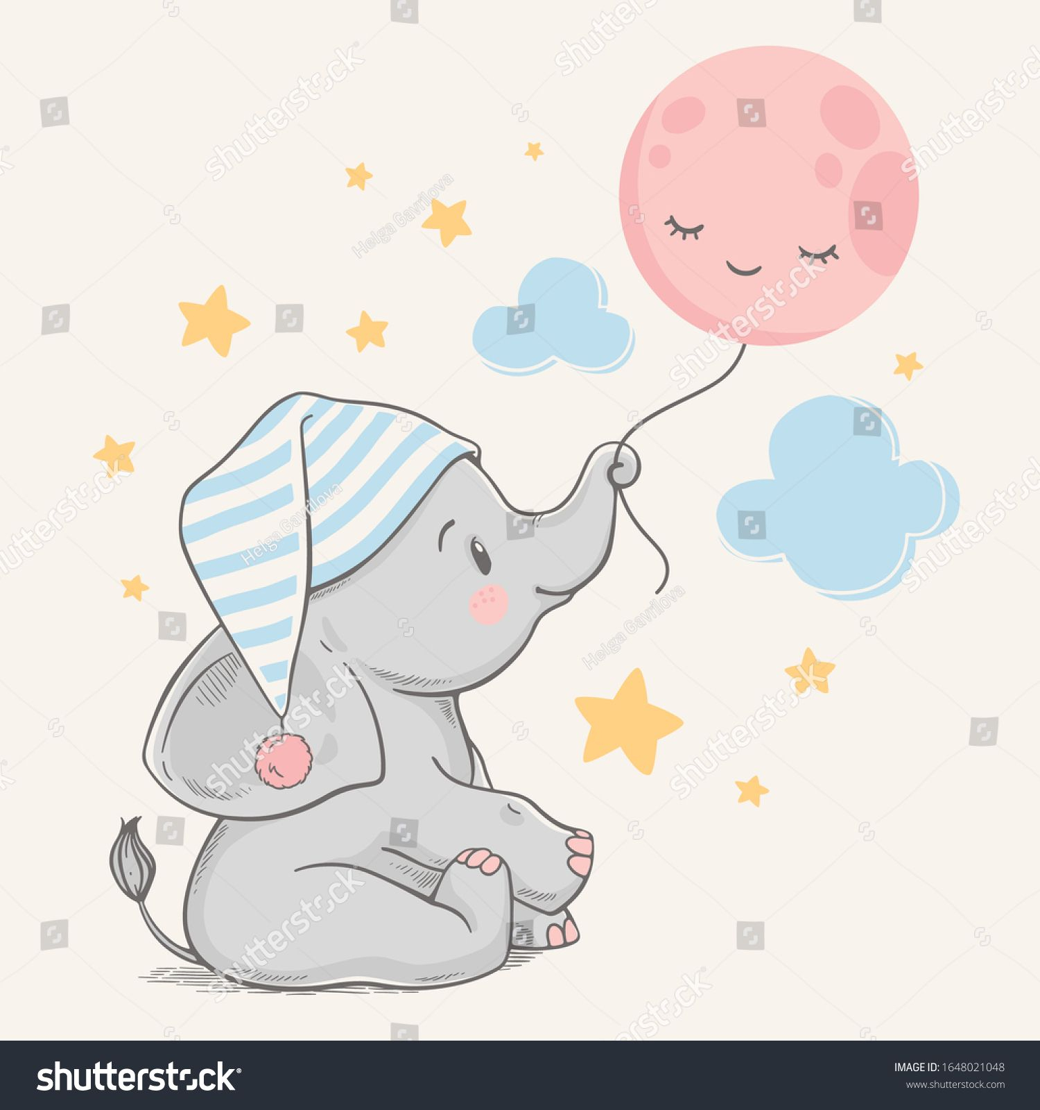 Handgezeichnete Vektorillustration Eines Süßen Elefanten In Stock über Kinderbilder Tiere