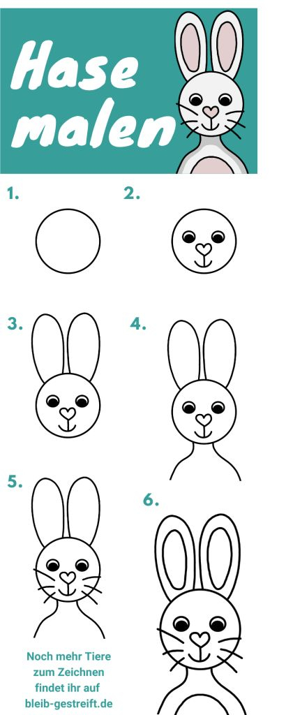 Hase Zeichnen Lernen Für Kinder - 3 Extra Leichte Anleitungen über Bilder Malen Für Kinder,