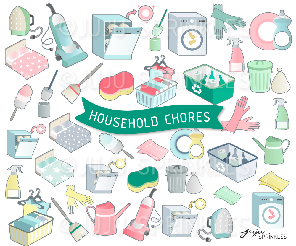 Household Chore Clipart And Sticker Set - Juju Sprinkles verwandt mit Abendroutine Kinder Bilder