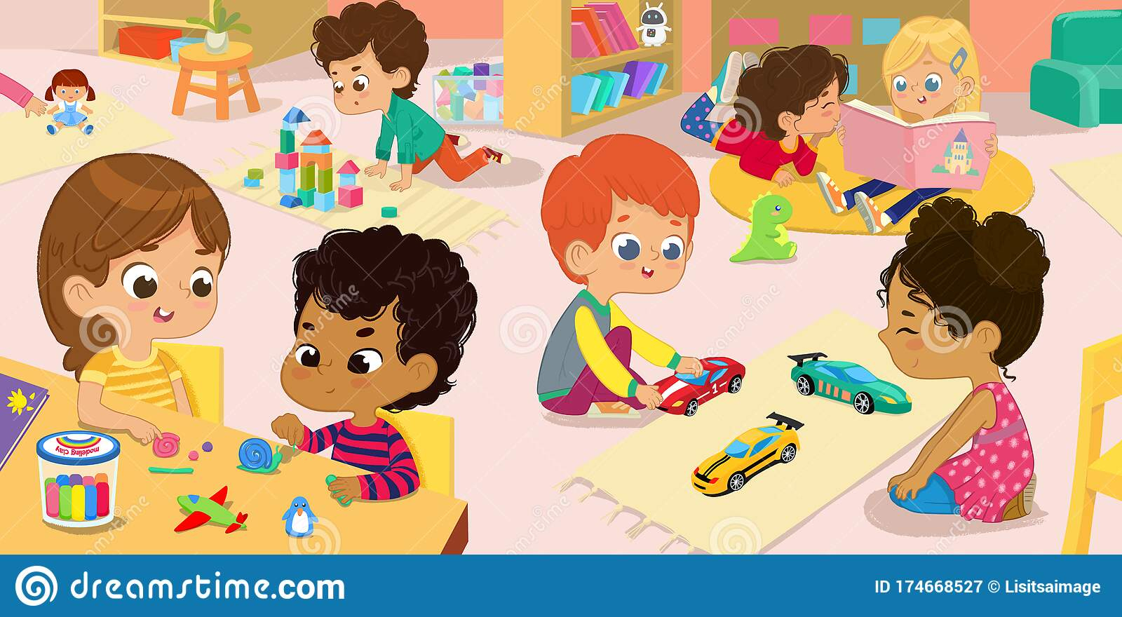Illustration Of The Kindergarten Class And Children`s Activity In The für Kinder Picture Cartoon,