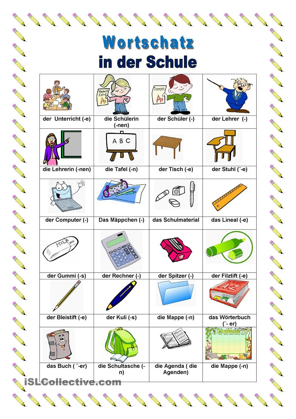 In Der Schule | Deutsch Lernen, Deutsch, Sprache bei Kinder Bilder Angesichts Verben