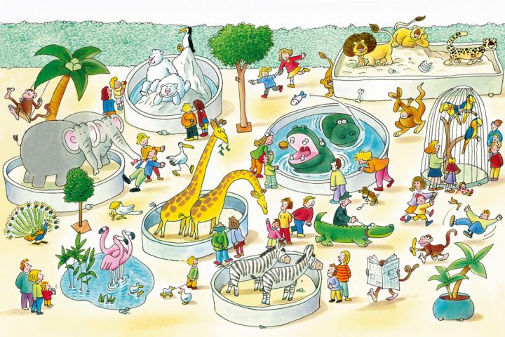 Jetzt Bestellen » Fototapete Zoo, Wimmelbild Für Kinder | Livingwalls ganzes Passionsgeschichte Für Kinder Bilder