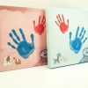 Kinder Familie Handabdruck Set Leinwand Pinsel Farbe Fußabdruck 25X25Cm für Kinder Bild Handabdruck