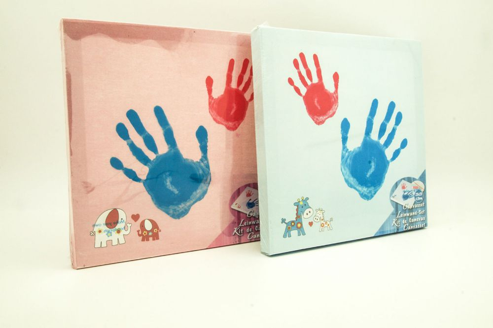 Kinder Familie Handabdruck Set Leinwand Pinsel Farbe Fußabdruck 25X25Cm für Kinder Bild Handabdruck