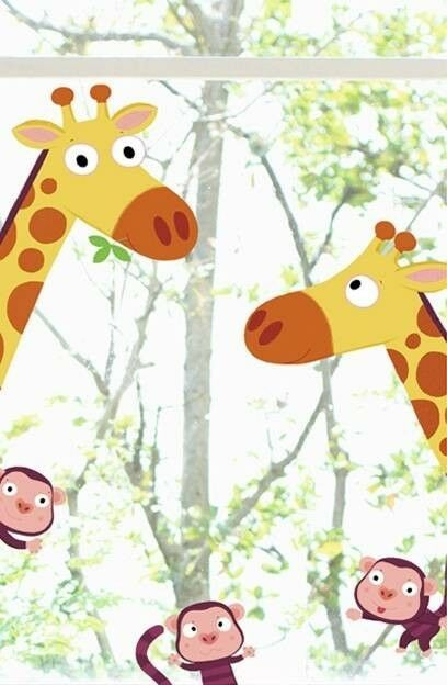 Kinder Fenstersticker Giraffe U. Affen Fensterbilder Kids Fensterfolie in Kinderbilder Tiere