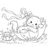 Kinder-Malvorlagen-Tiere-Katze-Frosch-Regenschirm | Cute Coloring Pages innen Kinderbilder Tiere
