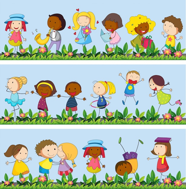 Kinder Spielen Im Garten Illustration | Kostenlose Vektor für Bilder Kinder Clipart Kostenlos