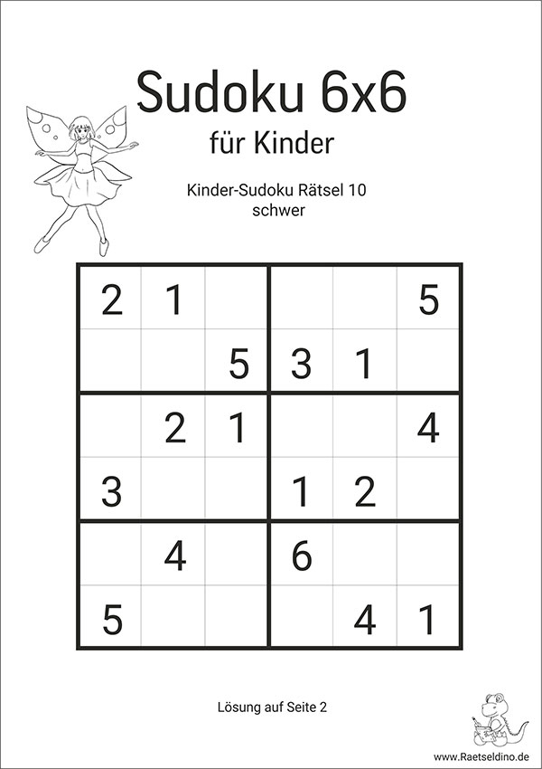 Kinder-Sudoku 6X6 - Schwer für Sudoku Kinder Bilder