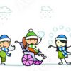 &quot;Kinder Werfen Schneeball Im Schnee Im Winter&quot; Stockfotos Und verwandt mit Kinder Bilder Winter