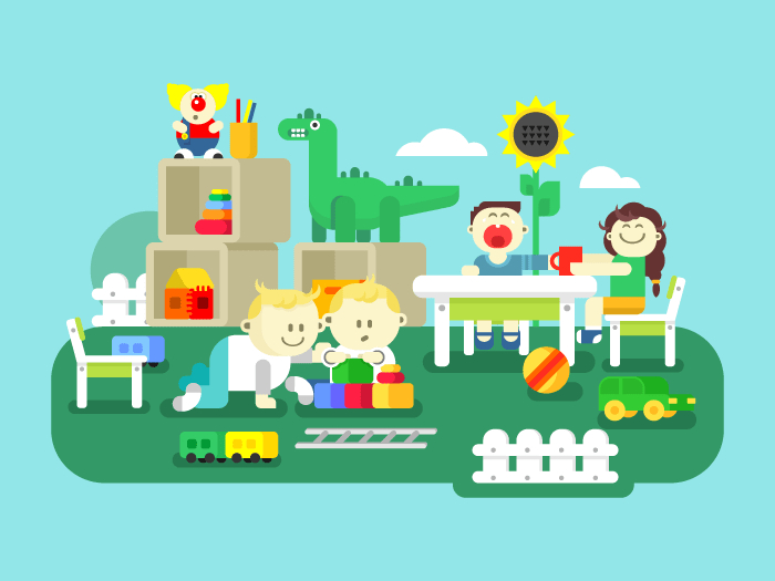Kindergarten Flat Illustration - Kit8 bestimmt für Kinder Picture Cartoon,