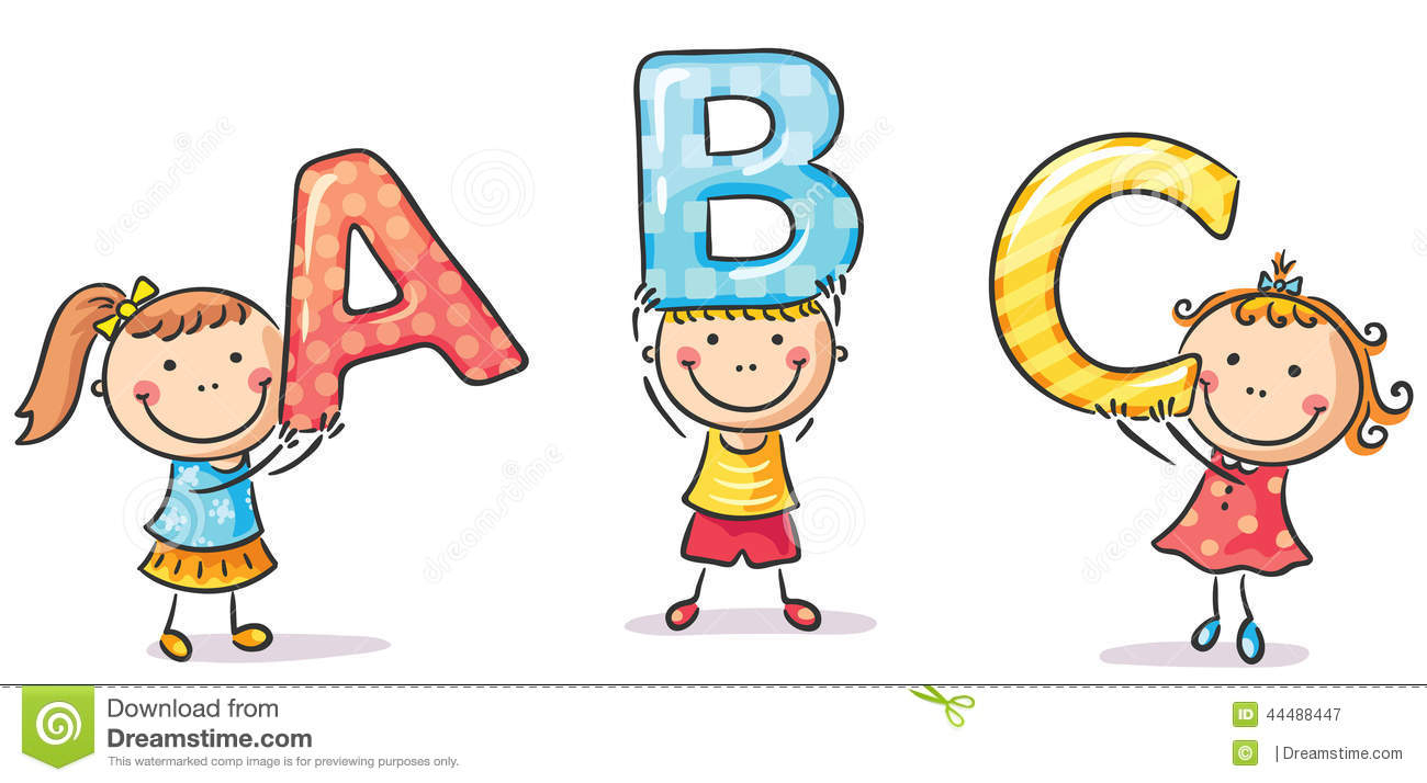 Kleinkinder, Die Buchstaben Halten Vektor Abbildung - Illustration Von bei Kleinkinder Bilder Comic