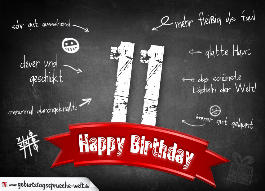 Komplimente Geburtstagskarte Zum 11. Geburtstag Happy Birthday bei Happy Birthday Bilder Kinder 5 Jahre