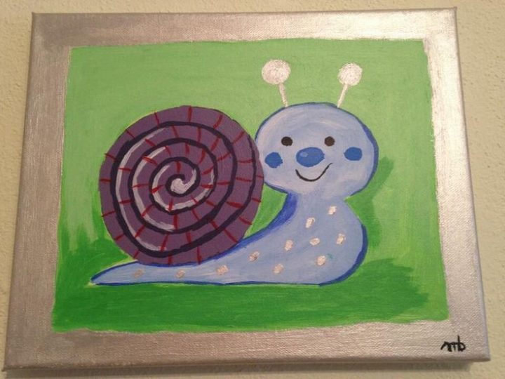 Leinwand Acryl Bild Schnecke, 24 Cm X 30 Cm In Bayern - Wolnzach ganzes Kinderbilder In Acryl Malen