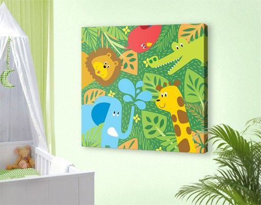 Leinwandbild - No.bp4 Zootiere - Quadrat 1:1 | Kinder Zimmer über Kinder Bild Dschungel