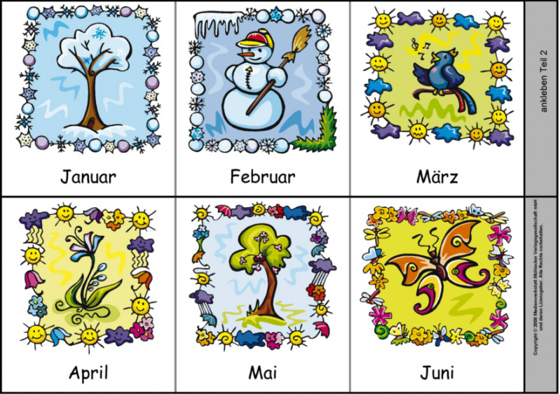 Leporello Zu Den Zwölf Monaten 1 (Farbige Abbildungen innen Jahreszeiten Kinder Bilder