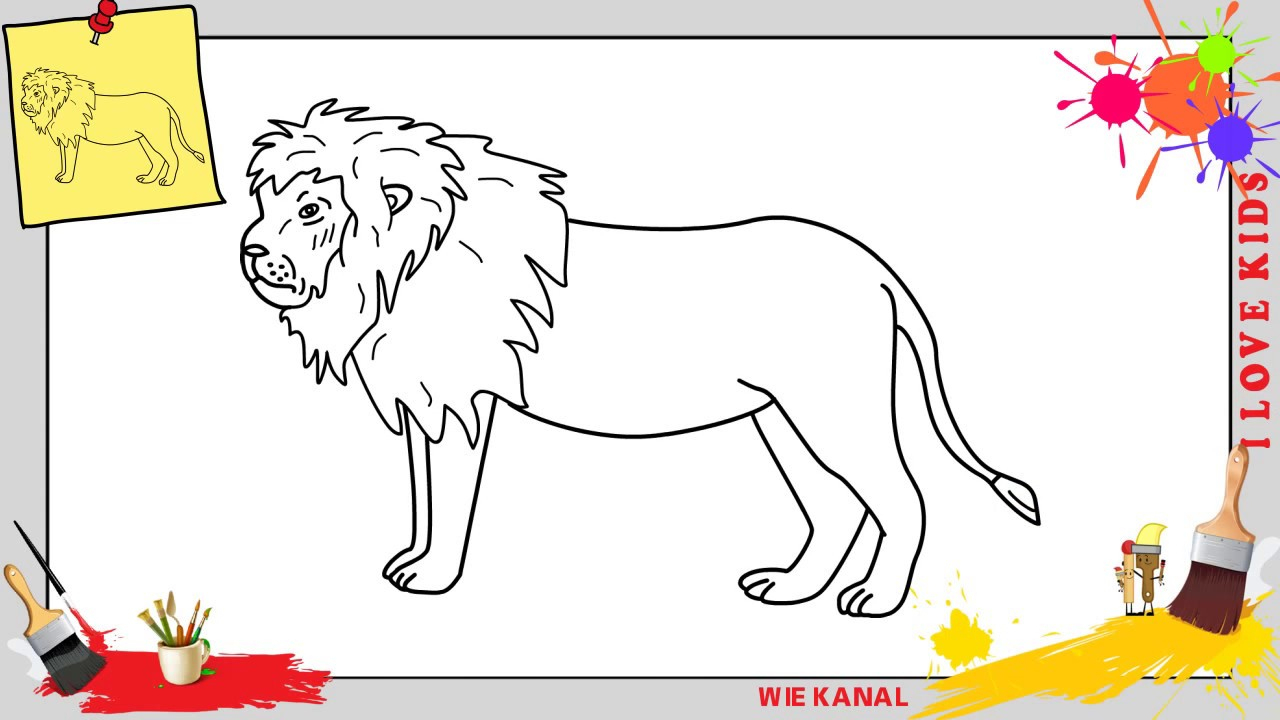 Löwe Zeichnen 4 Schritt Für Schritt Für Anfänger &amp; Kinder - Zeichnen bestimmt für Kinder Bilder Löwe