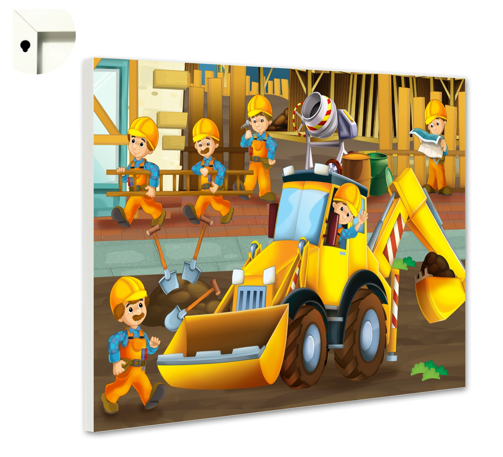 Magnettafel Pinnwand Memoboard Mit Motiv Kinder Bauarbeiter &amp; Bagger ganzes Bagger Kinder Bilder
