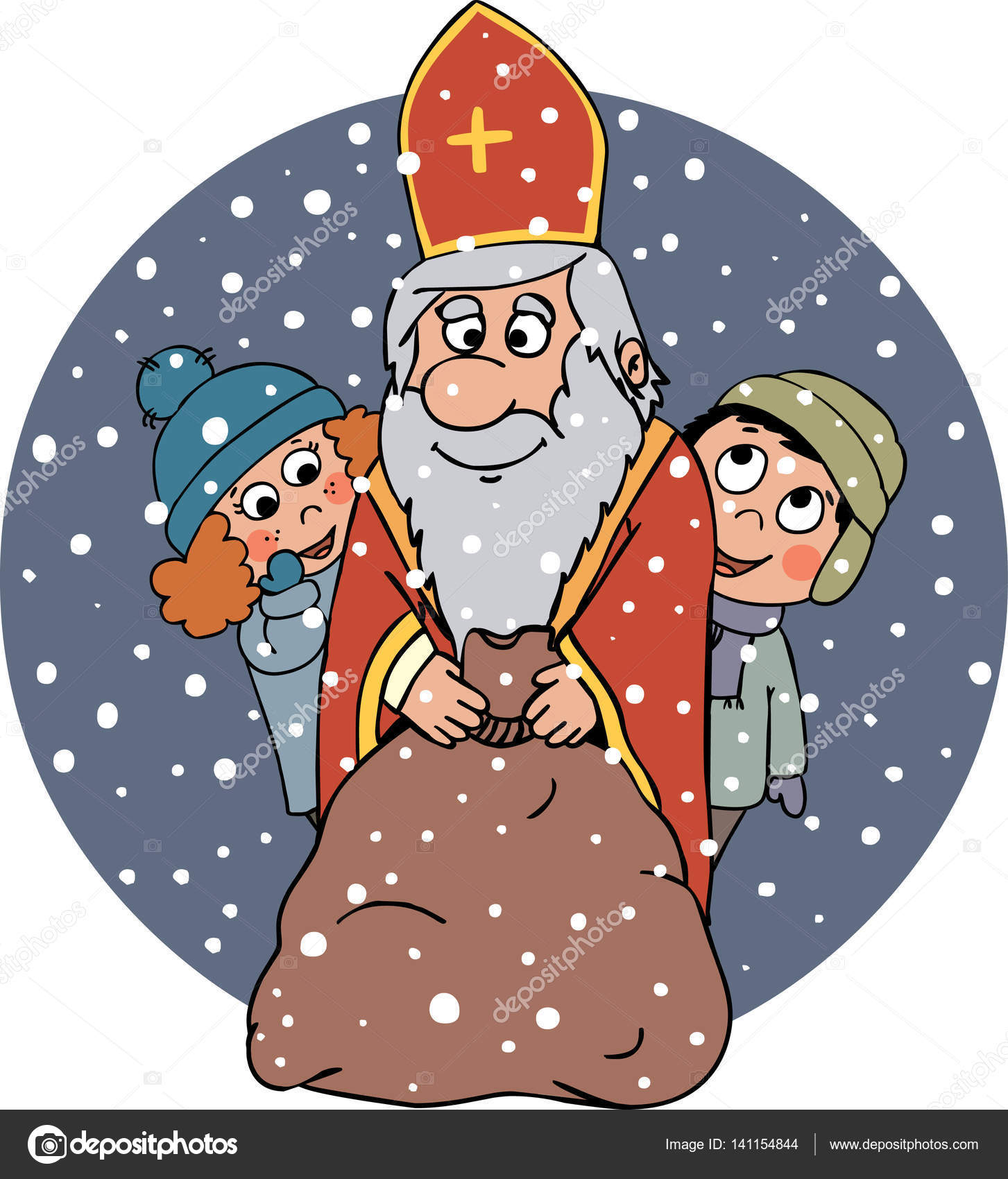 Nikolaus Und Die Kinder Über Geschenke — Stockvektor © Jazzkot@Gmail für Bilder Über Kinder