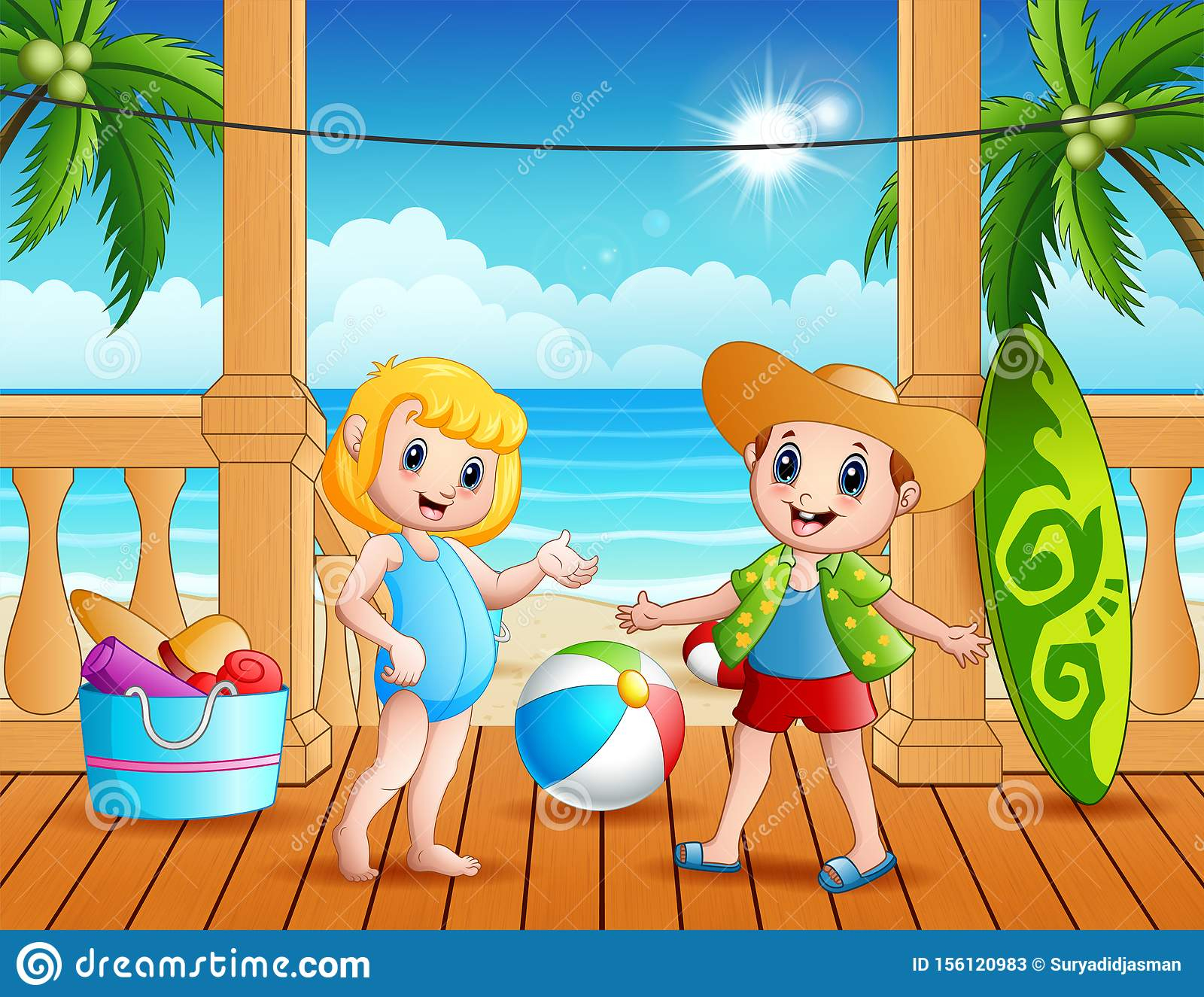 Sommerferien Kinder Am Strand Vektor Abbildung - Illustration Von innen Kinder Bilder Verkaufen